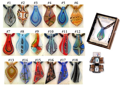 Click here to buy Artesian Collection ART GLASS PENDANT Beaded Necklace & Suede Cord! CHOOSE FROM 18 STYLES!.