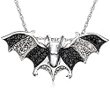 Sterling Silver Black and White Diamond Bat Pendant (1 cttw)