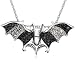 Sterling Silver Black and White Diamond Bat Pendant, (1 cttw)