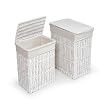 Badger Basket Two Hamper Set with Liners, White