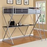 Ameriwood X-Shaped Twin Metal Loft Bunk Bed in Silver