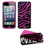 Black Zebra Hot Pink Fusion Dual Layer Apple iPhone 5 Hybrid Faceplate Cover Case Soft Rubber Protector Skin Hard Cover Case fits Sprint, Verizon, AT&T Wireless
