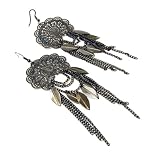 Hematite Peacock and Leaf Charm Dangle Earrings Fashion Jewelry