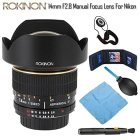 Rokinon 14mm F2.8 Manual Focus Lens for Nikon AI Bundle