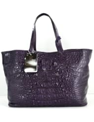 100% HORNBACK SKIN GENUINE CROCODILE LEATHER HANDBAG BAG TOTE HOBO LARGE HUGE SOFT&SHINY PURPLE NEW W/Wallet EMS SHIPPING @ Genuineshop