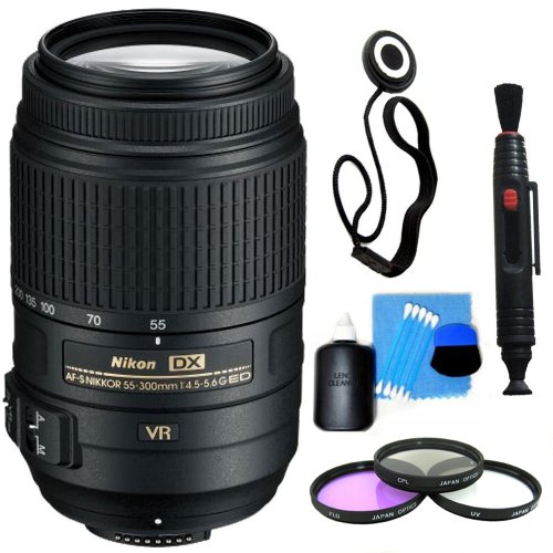Nikon 55300mm f/4.55.6G ED VR AFS DX Nikkor Zoom Lens + Lens