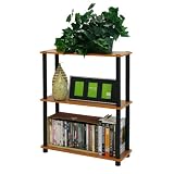 Furinno 99699LC/BK 3-Tier Rack Bookshelf Bookcase Display Storage Cabinet, Light Cherry