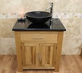 Solid Light Oak Bathroom Vanity Set with Black Granite Sink 502-GB-BG025