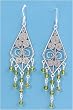 Sterling Silver Earrings with Peridot Crystals - Size: 80mm