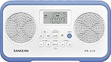 Sangean PR-D19BU FM Stereo/AM Digital Tuning Portable Radio with Protective Bumper (White/Blue)