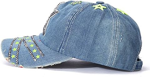 A Cymz Young Men and Women Korean Diamond Paste Small Fresh / Literary Blue Denim Summer cowboy hat Couples cap