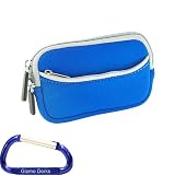 Touring Series Neoprene Dual Pocket Zipper Case (Blue) with Carabiner Key Chain for the Kodak PlaySport HD Waterproof Pocket Video Camera