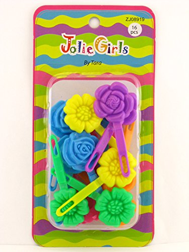 Jolie Girls By Tara Self Hinge Plastic Rose Hair Barrettes - 16 Pcs.