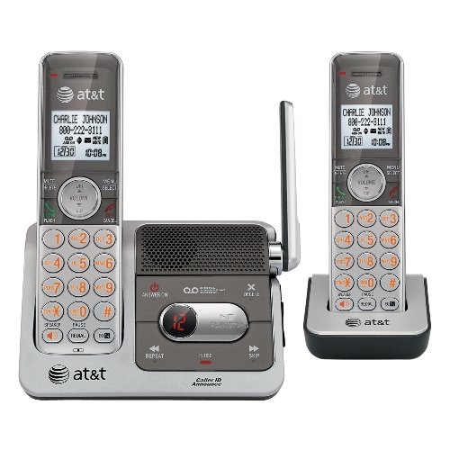 AT&T CL82201 DECT 6.0 Cordless Phone, Silver/Grey, 2 Handsets