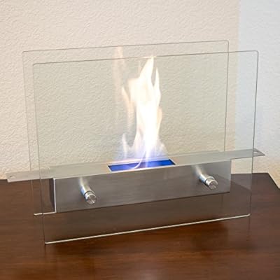 Palisade Ventless Table Top Bio Ethanol Alcohol Fireplace - Portable Glass Design for Indoor & Outdoor Use