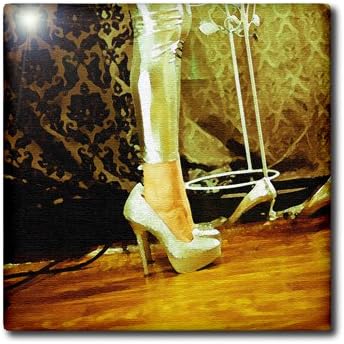 ct_64656_3 Jos Fauxtographee Realistic - Legs with pretty shoes in a golden color on a woman - Tiles - 8 Inch Ceramic Tile