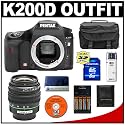 Pentax K200D Digital SLR Camera with Pentax SMC DA 18-55mm AL II Zoom Lens + 8GB SDHC Card + Batteries and Charger + Case + Cameta Bonus Accessory Kit