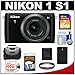 Nikon 1 S1 Digital Camera Body with 11-27.5mm VR Lens (Black) with 16GB Card + Battery + Case + Filter + Accessory Kit