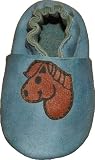 Tibet PLATEAU soft sole infant full grain baby shoes SUEDE brown horse blue