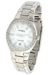 Fossil Women's AM4141 Stainless Steel Bracelet Mother-Of-Pearl Glitz Analog Dial Watch