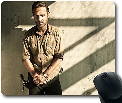Custom TV Mouse Pad with the walking dead rick grimes andrew lincoln Non-Slip Neoprene Rubber Standard Size 9 Inch(220mm) X 7 Inch(180mm) X 1/8 Inch(3mm) Desktop Mousepad Laptop Mousepads Comfortable Computer Mouse Mat