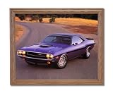 1970 Dodge Hemi Challenger Car Home Decor Wall Picture Oak Framed Art Print