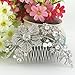 EVER FAITH Bridal Silver-Tone Flower Bumble Bee Hair Comb Clear Austrian Crystal