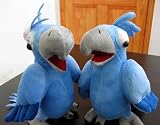 -Blue Macaw Rio de Janiero Male & Female Pair Couple Set Plush Bird Doll