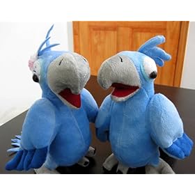  Blue Macaw Rio de Janiero Male & Female Pair Couple Set Plush Bird Doll