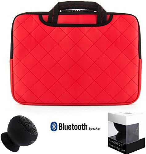 GUMMY Padded Sleeve Bag Case - Red For HP 10 - 10.1 inch Tablet Laptop Computers + Black Bluetooth Suction Speaker