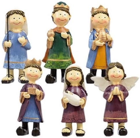 6pc Polyresin Nativity Set Mary &amp; Baby Jesus Joseph Angel Wise Men Chirstmas