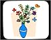 Mouse Pad with butterfly, blue, red, flower, vase