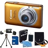 Canon PowerShot ELPH 100 HS Orange Digital Camera 8GB Bundle - Includes Pow ....