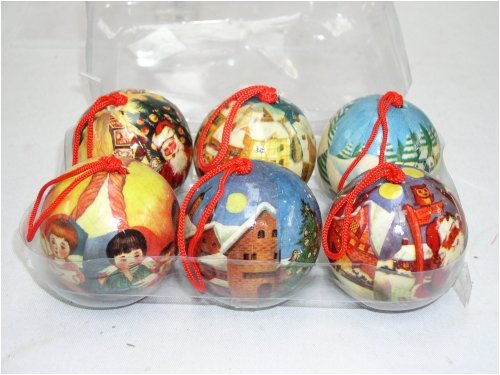 Childrens Toyshop  Kitchen & Housewares : Decoupage Christmas Tree Decoration set of 6 6.5cm round decorat