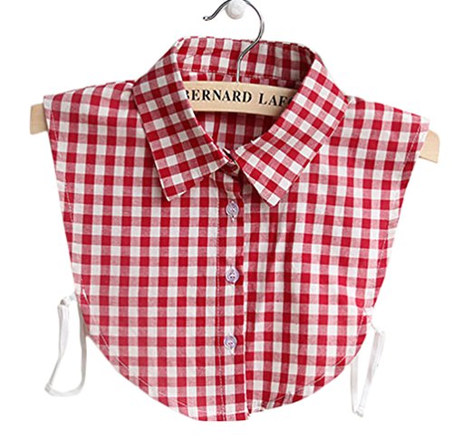 Women's Fashion Plaids False Collar Red
