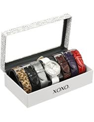 XOXO Womens XO9054 Seven Color Croco Interchangeable Strap Set Watch