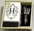 Gift Set of 30 Monogram Paper Guest Towels and 1 Monogram Glass Winestopper - H Gift Set of 30 Monogram Paper Guest Towels and 1 Monogram Glass Winestopper - H
