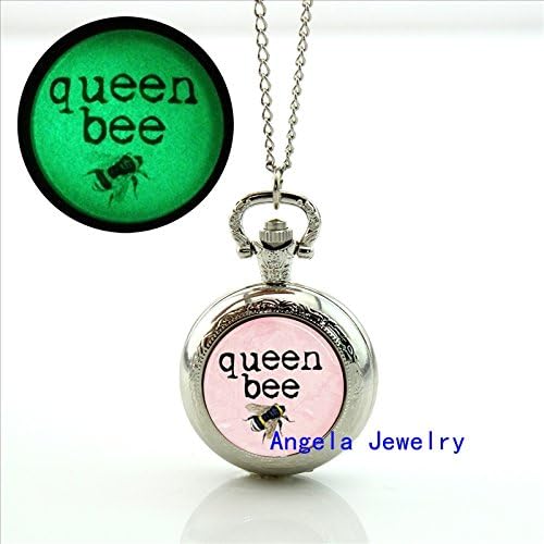 Pretty Lee Fashion Glow in The Dark Jewelry Queen Bee Glowing Pocket Watch Necklace Queen Bee Jewelry