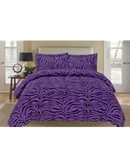 Home: Zebra Purple and Black Down Alternative Comforter Set Twin - KingLinen