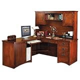 Mission Pasadena LDesk with Left Return and Hutch Mission Oak