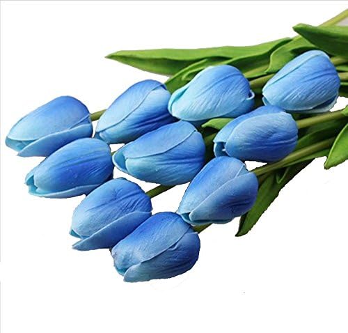 MUXUE Simulation mini tulips, weddings, home decoration flower decoration, 10-package (blue)