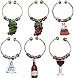 Boston Warehouse Wine and Cheese Wine Charms, Set of 6