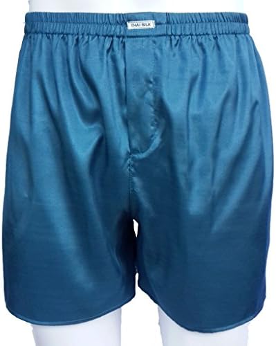[NEW] Best Boxer Shorts Silk Blend Sleepware Underwear, 20 Color, Cerulean Blue, 36"-39"
