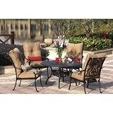 Darlee Santa Anita Cast Aluminum Outdoor Patio Dining Set - 5 Piece Set With Cushions - Antique Bronze