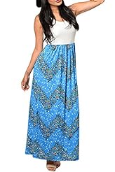 Polyester/Spandex Chevron Print Floral Print Maxi Dress 