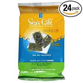 Sea's Gift Korean Seaweed Snack (Kim Nori), Roasted & Sea Salted, 0.17-Ounce Bags (Pack of 24)