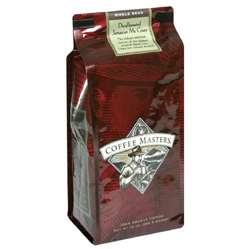 Coffee Masters Flavored Coffee, Jamaican Me Crazy Decaffeinated, Whole Bean, 12-Ounce Bags (Pack of 4)