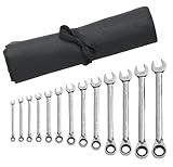 GearWrench 9509R 13 Piece Reversible Combination Ratcheting Wrench Set SAE - Wrench Roll [並行輸入品]