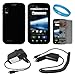 Black Rubberized Protective Gel Silicone Skin Cover Case for AT&T New Motorola Atrix 4G Dual Core Android Smart Phone MB860 (Olympus/Atrix 4G) + Mirror Screen Protector + Black Rapid Travel Wall Charger with IC Chip + Black Rapid Car Charger with IC Chip + SumacLife TM Wisdom Courage Wristband