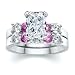 2.92 CT RADIANT DIAMOND W ROUND PINK SAPPHIRE RING SET